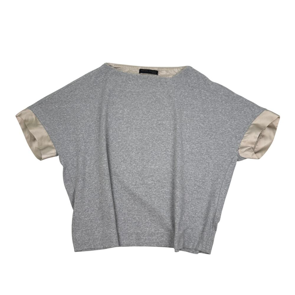 Fabiana Filippi Cotton Lycra Silk Top Ball Chain Trim Made in Italy Heather Gray